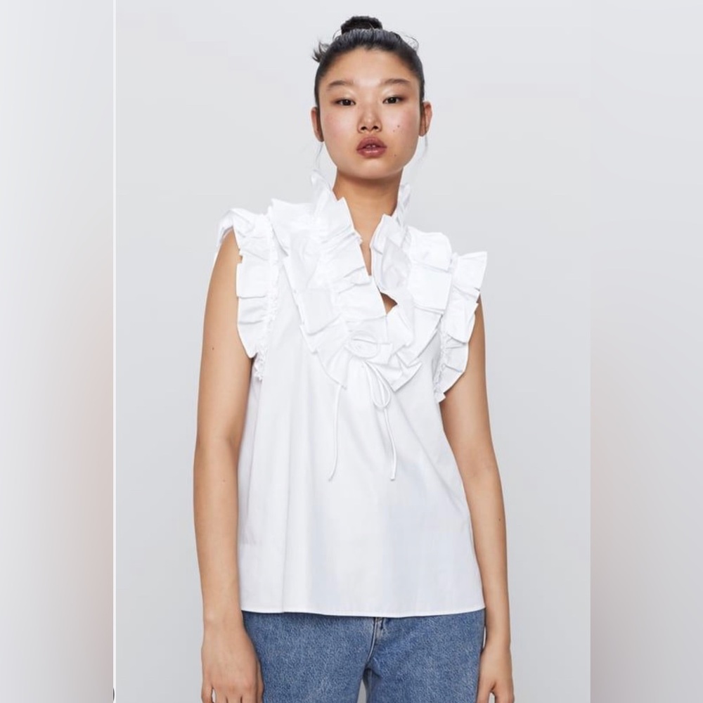 Zara Ruffled Poplin Shirt